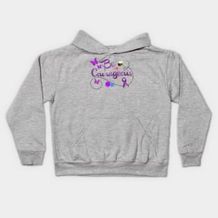 Be Courageous Purple Awareness ribbon Kids Hoodie